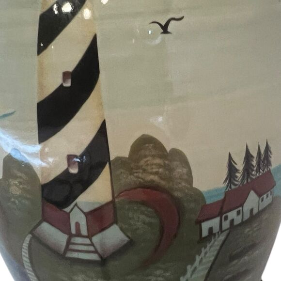 Coastal Lighthouse Ceramic Lamp Nautical Decor Hand Painted Table Light - Picture 15 of 15